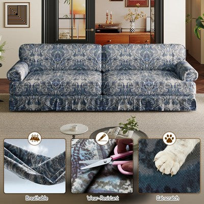 GDFStudio Belmont Mid-Century Modern Sofa Set with Rolled Arms and Pleated Skirt Design