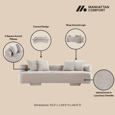Manhattan Comfort 3pc Verandah Chenille Upholstered 112 Sofa and 2 Accent Chairs
