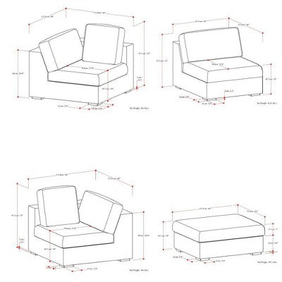 WyndenHall Marlee 3 Seater Sofa and Ottoman Cloud Gray