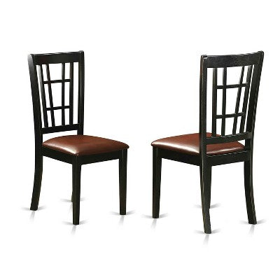 HomeStock 5-Piece Rectangle Black Finish Solid Wood Top Dining Table with 4-Chairs