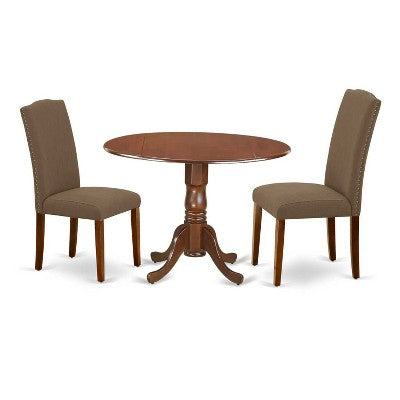 Round Kitchen Table Set 42 Inch with Parsons Chairs - Classic Charm Dining Set - Dark Coffee Finish