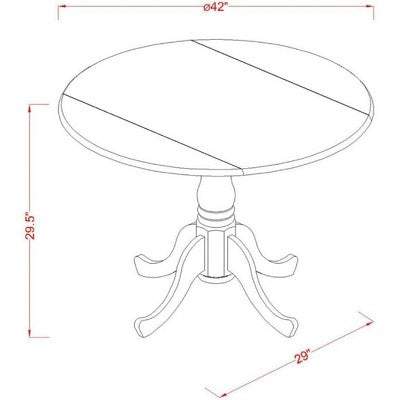 HomeStock Dropleaf Round Dining Table Set With 2 Chairs Oak Finish