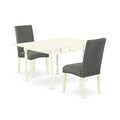 HomeStock 3-Piece Linen White Finish Solid Wood Top With Dropleaf Dining Table Set