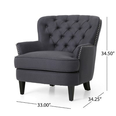 GDFStudio Jaxen Contemporary Fabric Tufted Club Chair and Ottoman Set