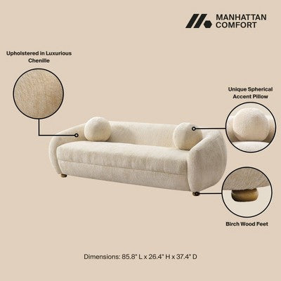 Manhattan Comfort 2pc Tribeca Chenille Upholstered 85.8 Sofa and Accent Chair Set