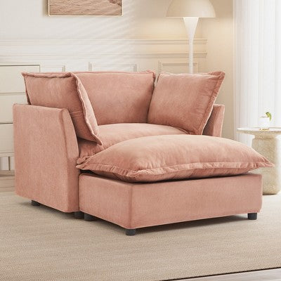 GDFStudio Becky Modern 47 Armchair Sofa with Movable Ottoman