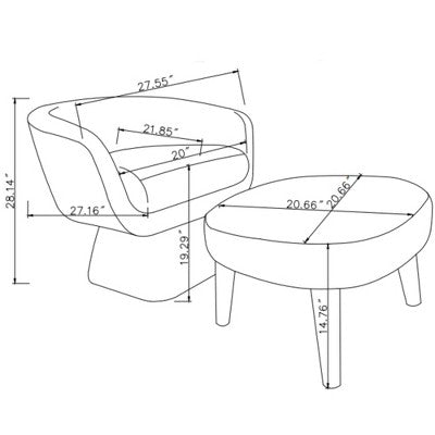 GDFStudio Lazy Fabric Upholstered Swivel Chair with Ottoman