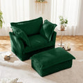 GDFStudio Emerson 49 W Slipcovered Corduroy Floor Chair with Ottoman