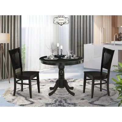 HomeStock ANVA3 Black Round Pedestal Dining Set