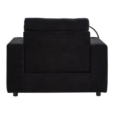 GDFStudio Roy Modern 42.5 Armchair Chaise Lounge Sofa with Movable Storage Ottoman and USB Ports