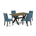 5-Piece Distressed Jacobean Finish Solid Wood Top Dining table with 4-Chairs with