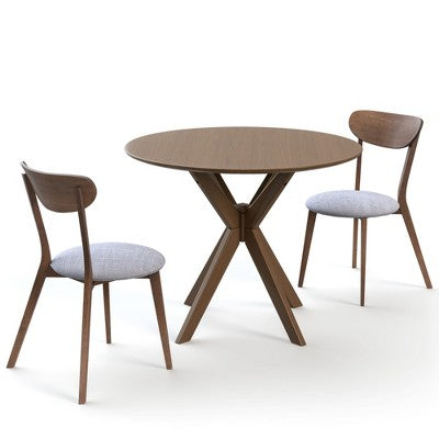 Costway 3 PCS Dining Table Set Modern Round Kitchen Table and Chairs Set for Dining Room