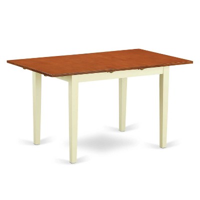 HomeStock 3-Pc Linen White Finish Rectangular Solid Wood Top With Butterfly Leaf Dining Table Set