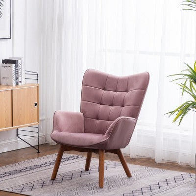 Modern Tufted Accent Chair with Ottoman, Upholstered Wingback Arm Chair for Living Room, Reading Chair for Bedroom or Apartment-Panipeachy