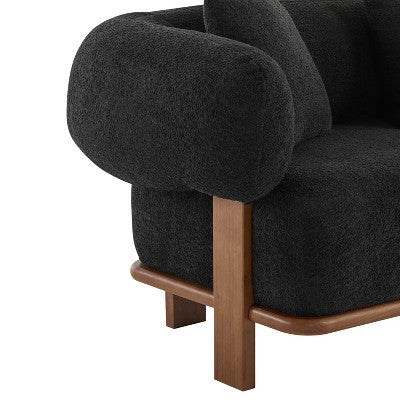 Christopher Knight Home Tadg 82 Rubberwood Boucle Upholstered 3 Seater Curved Sofa with Pillows (Set of 2)