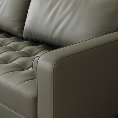 Luige 2 Piece Mid-Century Modern Square Arm Faux Leather Sofa and Loveseat Set - Tree City