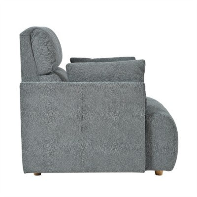 ModernLuxe Upholstered Chaise Lounge with Storage Ottoman, Wide Accent Chair Armchair Lazy Single Sofa Reading Couch Chair, Gray/Beige