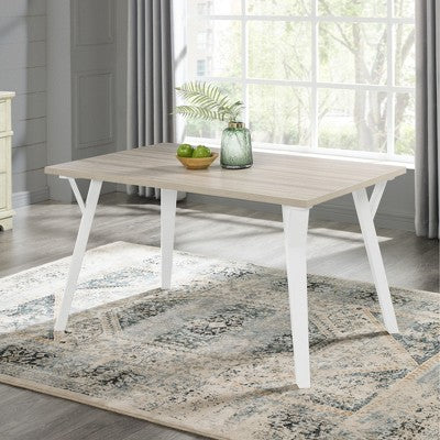 Alwynn White and Natural Wood 7-piece Dining Set, Dining Table with 6 Windsor Chairs