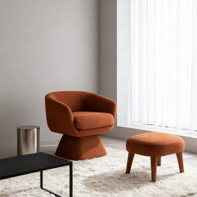 Modern Swivel Accent Chair and Ottoman Set, Fabric Upholstered Swivel Side Chair for Living Room, Bedroom, Apartment, or Reading Nook-Panipeachy