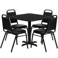 Flash Furniture 36 Square Laminate Table Set with X-Base and 4 Trapezoidal Back Banquet Chairs