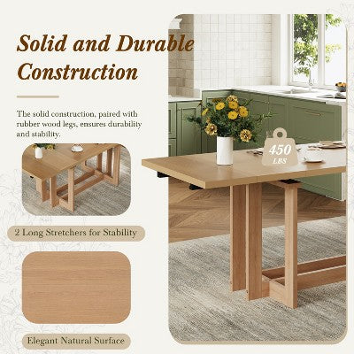 GDFStudio Elba 82 7 Piece Rubberwood Upholstered Dining Set with Trestle Extendable Table