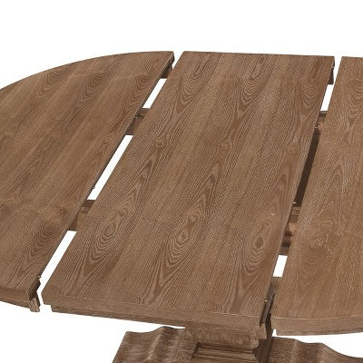 GDFStudio Alachua Farmhouse Fabric Upholstered Wood Expandable 5 Piece Dining Set