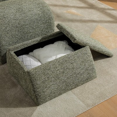 GDFStudio Amelia Modern Chenille Upholstered Armless Chair with Storage Ottoman