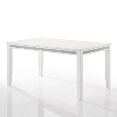 ChaletPosh 7 Pieces Dining Set in White with Light Blue Velvet Cover Dining Chair