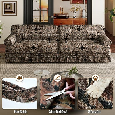 GDFStudio Belmont Mid-Century Modern Sofa Set with Rolled Arms and Pleated Skirt Design