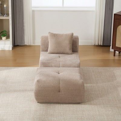 GDFStudio Solen Modern 31 Boneless Upholstered Tufted Accent Chair with Ottoman and Pillow
