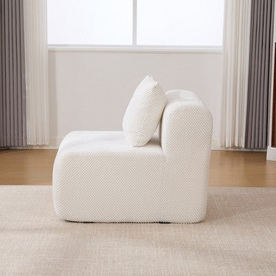 GDFStudio Solen Modern 31 Boneless Upholstered Tufted Accent Chair with Ottoman and Pillow