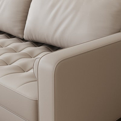 Luige 2 Piece Mid-Century Modern Square Arm Faux Leather Sofa and Loveseat Set - Tree City