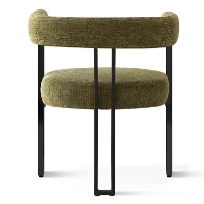 7-Piece Round Dining Table Set with 6 Upholstered Chenille Chairs, 52 Modern Pedestal Table with Metal Leg Dining Chairs for Kitchen-Panipeachy