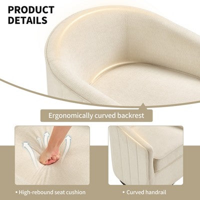 Bestier Swivel Accent Chair with Ottoman Set, Barrel Club Chair with Simple Line Design for Living Room Bedroom, Round Reading Chair