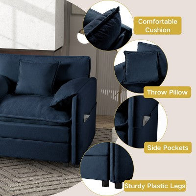 GDFStudio Jorah Modular 2 Piece Chenille Upholstered Sofa Set with 3 Pillows and Storage Pockets