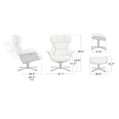 Spruce&Spring Swivel Recliner Chair Set Accent Chair with Ottoman and Adjustable Headrest