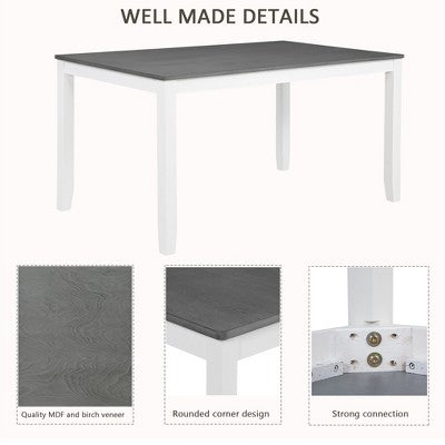 GDFStudio Loren Modern 7-Piece Solid Wood Upholstered Dining Table and Chairs Set