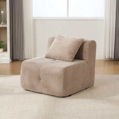GDFStudio Solen Modern 31 Boneless Upholstered Tufted Accent Chair with Ottoman and Pillow