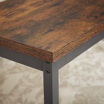 Industrial 4PCS Long Bar Table Set with 3 PU Upholstered Bar Stools, 4L -ModernLuxe