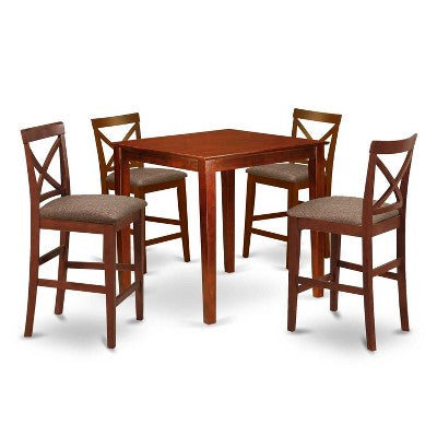 HomeStock 5-Pc Natural Brown Finish Solid Wood Top - Dining Room Set - Seats 4