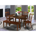 HomeStock Saddle Brown Rectangle Dining Table Set with 6 Chairs
