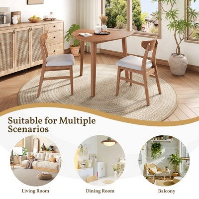 3-Piece Modern Dining Table Set, Triangular Side Table & 2 Curved Wood Chairs for Small Living Room Kitchen Studio - ModernLuxe
