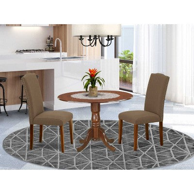 Round Kitchen Table Set 42 Inch with Parsons Chairs - Classic Charm Dining Set - Dark Coffee Finish
