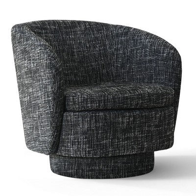 3-Piece Modern Seating Set with 2 Swivel Barrel Accent Chairs and Black Pedestal Round Side Table for Living Room or Reading Corner-Panipeachy