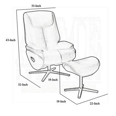 Royal Hampton Swivel Accent Chair with Ottoman, Plush Black Top Grain Leather