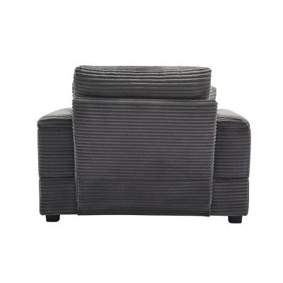 GDFStudio Ulen Modern Corduroy Upholstered Storage Chair with Ottoman and Detachable Cushions