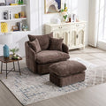 GDFStudio Sidney Modern 46 Chenille Upholstered Swivel Accent Chair with Ottoman and 3 Drawers