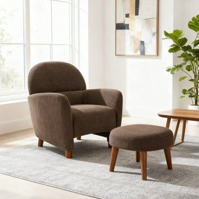 GDFStudio Leisure Fabric Upholstered Chair with Ottoman