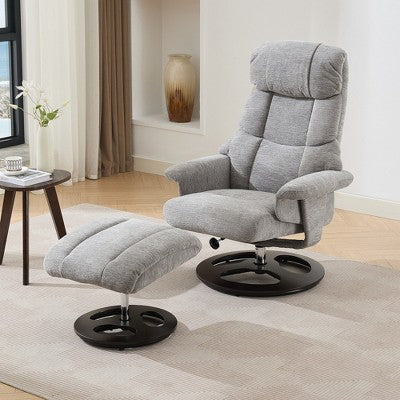 GDFStudio Mirna Ergonomic Chenille Upholstered Swivel Recliner Chair with Ottoman
