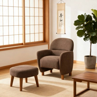 GDFStudio Leisure Fabric Upholstered Chair with Ottoman